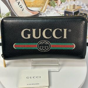 GUCCI Leather Zip-Around Wallet 😍🖤🔥